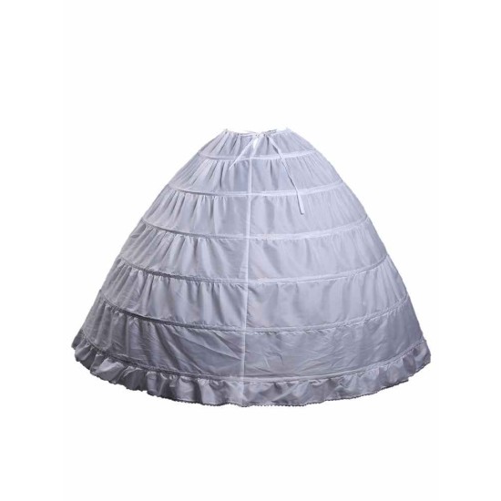 White Long White Full Gown 6 Hoop Bridal Crinoline Slip Wedding Petticoat