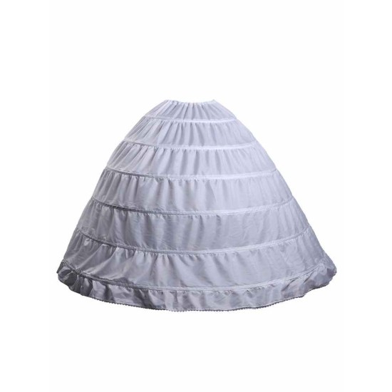 White Long White Full Gown 6 Hoop Bridal Crinoline Slip Wedding Petticoat
