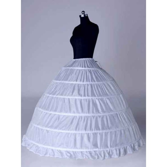 White Long White Full Gown 6 Hoop Bridal Crinoline Slip Wedding Petticoat