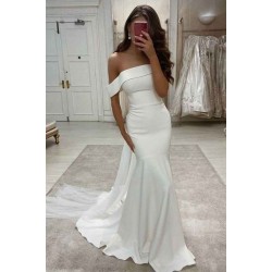 Elegant White Off-the-Shoulder Mermaid Wedding Dress Online