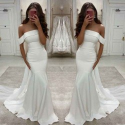 Elegant White Off-the-Shoulder Mermaid Wedding Dress Online