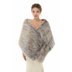 Brown Faux Fur Shawl For Bride For Winter