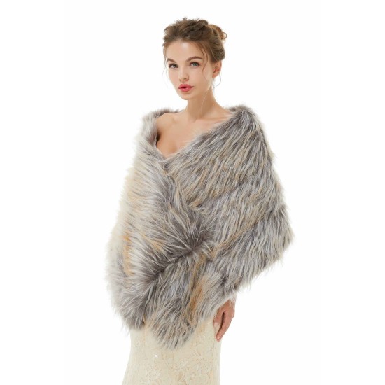 Brown Faux Fur Shawl For Bride For Winter