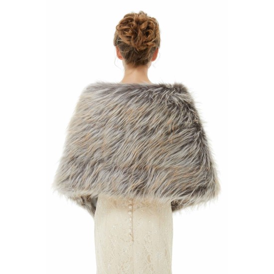 Brown Faux Fur Shawl For Bride For Winter