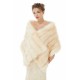 Creamy Faux Fur Stripe Shawl For Bride For Winter