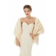 Creamy Faux Fur Stripe Shawl For Bride For Winter