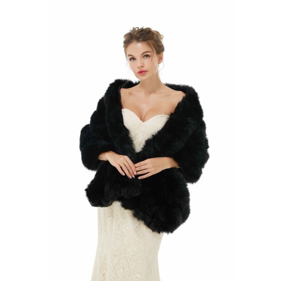 Faux Fur Wrap Black Women Faux Fur Shawl Wedding Wraps