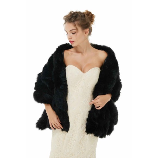 Faux Fur Wrap Black Women Faux Fur Shawl Wedding Wraps