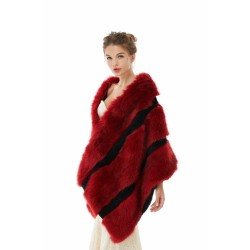 Faux Fur Burgundy Wedding Shawl Fluffy Bridal Wrap Shrug