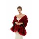 Faux Fur Burgundy Wedding Shawl Fluffy Bridal Wrap Shrug