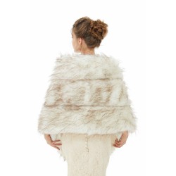 Light Brown Wedding Wrap Faux Fur Sleeveless Open Front Bridal Shawl