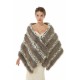 Gray Stripe Faux Fur Black and White Wedding Shawl For Bride