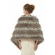 Gray Stripe Faux Fur Black and White Wedding Shawl For Bride