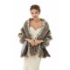 Gray Stripe Faux Fur Black and White Wedding Shawl For Bride