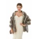 Gray Stripe Faux Fur Black and White Wedding Shawl For Bride