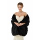 Elegant Black Stripe Faux Fur Wedding Shawl For Bride