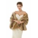 Elegant Brown Faux Fur Wedding Shawl For Bride