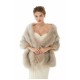 Elegant Light Gray Faux Fur Wedding Shawl Sleeveless Bridal Covers