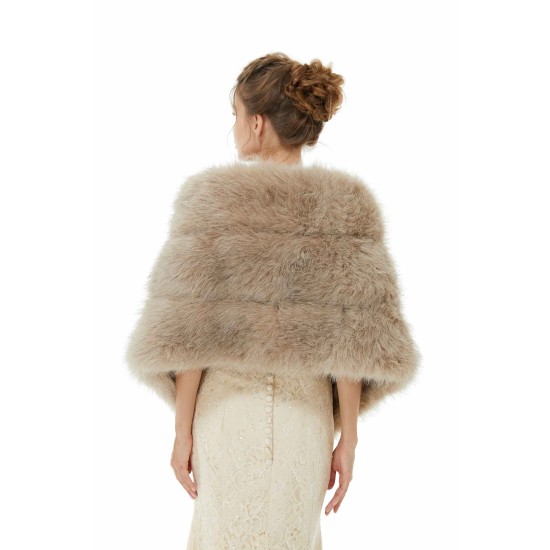Elegant Light Gray Faux Fur Wedding Shawl Sleeveless Bridal Covers