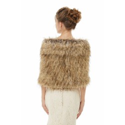Elegant Brown Faux Fur Wedding Shawl Winter Bridal Covers