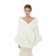 Pure White Warm Faux Fur Shawl For Bride For Winter