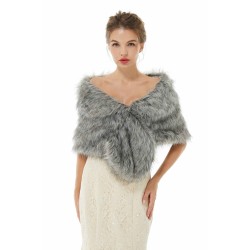 Wedding Wrap Faux Fur Sleeveless Open Front Bridal Shawl