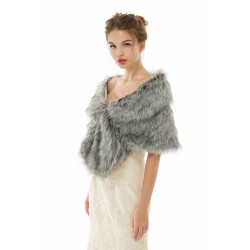 Wedding Wrap Faux Fur Sleeveless Open Front Bridal Shawl