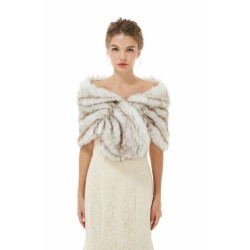 Faux Fur Jacket Women White Wrap Shawl Winter Cover Ups