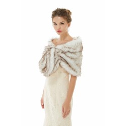 Faux Fur Jacket Women White Wrap Shawl Winter Cover Ups