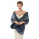 Faux Fur Jacket Women Navy Winter Wrap Shawl Poncho Cape Coat