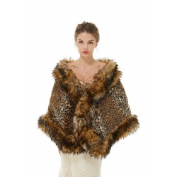Faux Fur Stole Wedding Angora Bridal Leopard Winter Wrap