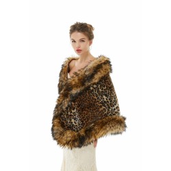 Faux Fur Stole Wedding Angora Bridal Leopard Winter Wrap