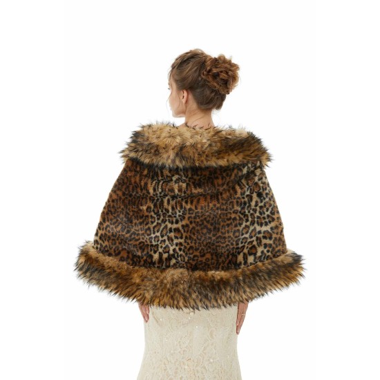 Faux Fur Stole Wedding Angora Bridal Leopard Winter Wrap