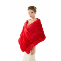 Red Wedding Shawl Faux Fur Stole Fluffy Bridal Wrap Shrug