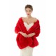 Red Wedding Shawl Faux Fur Stole Fluffy Bridal Wrap Shrug