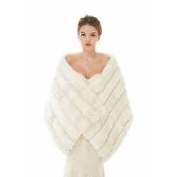 Winter Faux Fur Wedding White Bridal Wrap