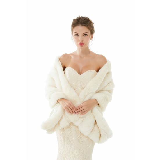 Winter Faux Fur Wedding White Bridal Wrap