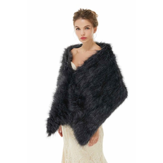 Alice- Winter Faux Fur Wedding Wrap