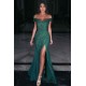 Charming Off Shoulder Prom Gown Front Split Evening Maxi Dress