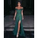 Charming Off Shoulder Prom Gown Front Split Evening Maxi Dress