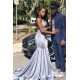 Stretch Satin V-Neck Evening Maxi Dress Sleeveless Mermaid Prom Party Gowns