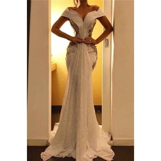 Appliques Mermaid Chic Evening Dresses Off-the-shoulder Formal Dresses