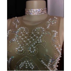 Luxurious Sleeveless Pearls Beading Long Mermaid Evening Dresses