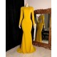 Curvy Long Sleevess Open Back Mermaid Evening Dresses