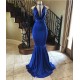 Elegant Sequins Halter Floor Length Mermaid Evening Dresses