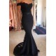 Classic Mermaid Open Back Off-the-Shoulder Mermaid Lace Formal Evening Dress