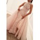 Illusion Puffy Overskirt Column High Neck Sleeveless Lace Gorgeous Evening Dress