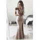 Sheath Off-the-Shoulder Lace Formal Evening Dress Chic Side Slit Evening Gowns