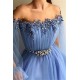 Gorgeous Off-The-Shoulder Appliques Tulle A-Line Prom Party Gowns