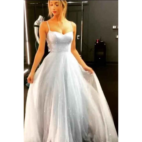 Charming Backless Dress Tulle Floor Length Prom Dresses Long Evening Gowns